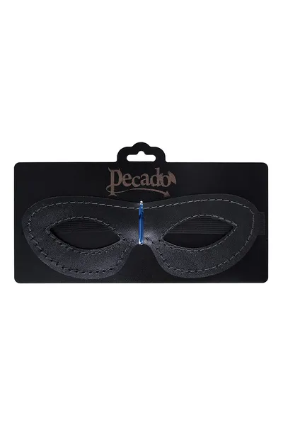 Pecado BDSM Maska, otvorena ovalna, prirodna koža, crna