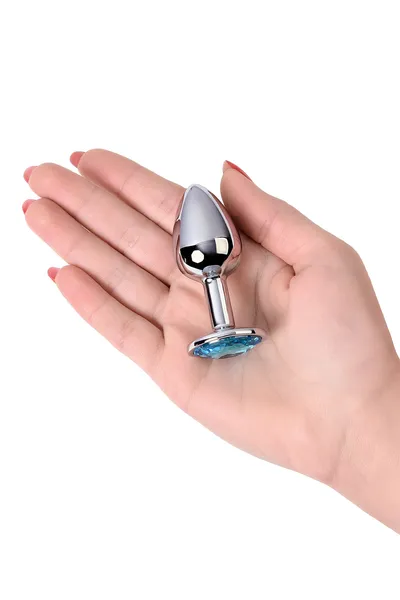 Analna čaura Metal bi TOIFA, metal, srebro, sa plavim kristalom, 7 cm, Ø 2,8 cm, 50 g