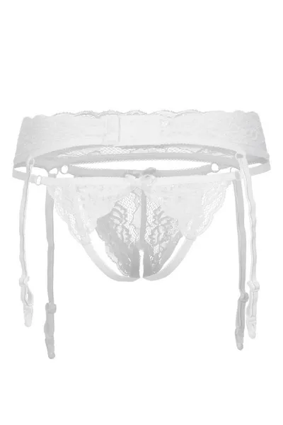 Erotski komplet Erolanta Lingerie Collection: pojas za čarape i gaćice čipka, bela (50-52)