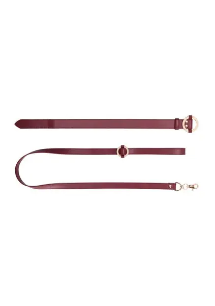 Ogrlica sa povodcem ouch ouch! - Collar With Leash - Burgundy