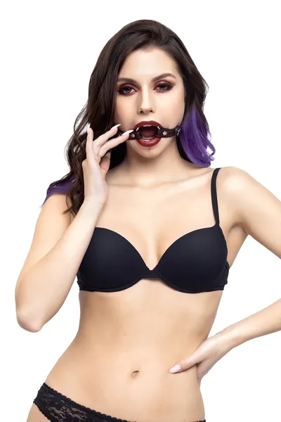 Gag kada je greh ušao BDSM, Prsten 46 mm, sa crvenim šavovima, prirodna koža, crna