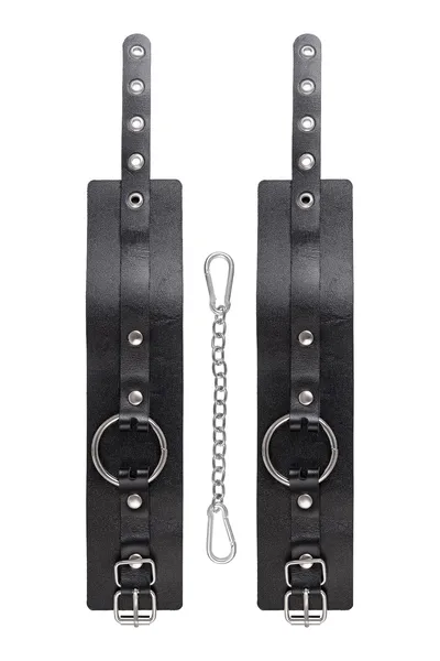 Pecado BDSM okovi, debela koža sa ušicama, prirodna koža, crna