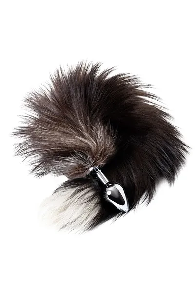 Analna čaura Metal bi TOIFA sa repom crno-smeđe lisice, metal, srebro, 45 cm, Ø 2,7 cm