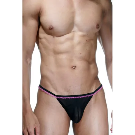 Crne tange sa ružičastim dekorom