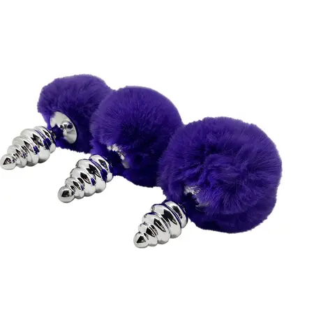 Analni čep Metal Anal Fluffly Twist Plug s Dark Purple 71009AL