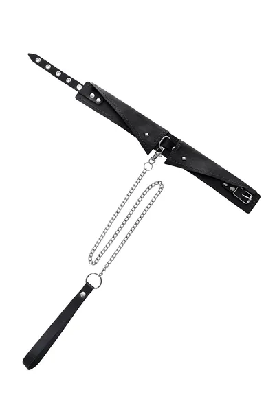 Ogrlica sa ogrlicom Pecado BDSM, sa povodcem, koža, crna