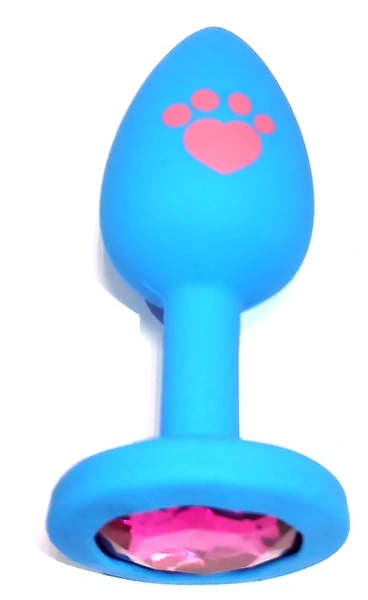 Analna čaura plava sa uzorkom šape mala kristalna ružičasta 7 cm