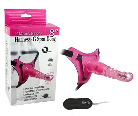 Strapon sa vibracijom 10 režima roze 16 cm