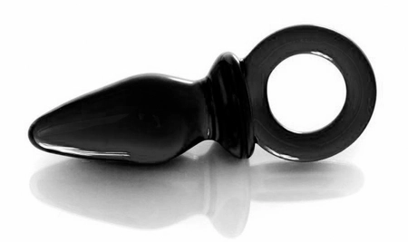 Analna staklena čaura sa prstenom Crna 13 cm