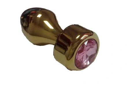 Analna čaura sa kristalom Gold Butt Plug Pink 7,8 cm
