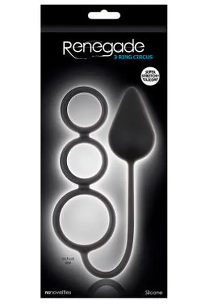 Analni čep Renegade 3 ring Circus Large Black 36.58 cm