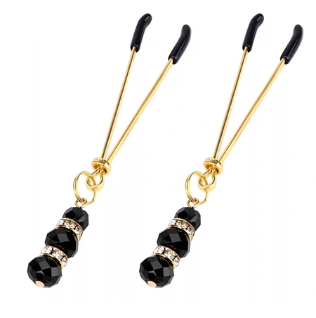 Kopče za bradavice zlato sa crnim perlicama