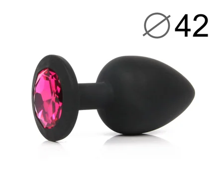 Analna čaura crna sa kristalom Large Pink 9,5 cm