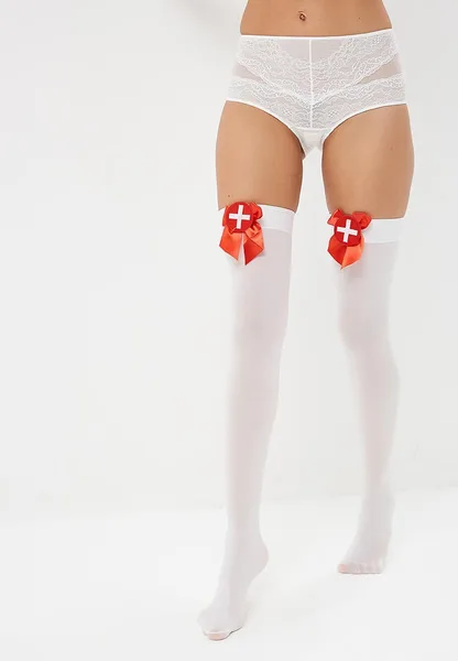 Čarape Le frivole medicinske sestre sa mašnama bele s / m