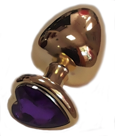 Analna čaura sa kristalom srce veliko zlato ljubičasta 9,5 cm