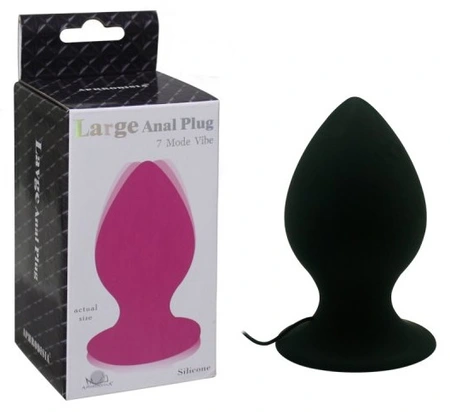 Analni čep silikon sa vibratorom anal Large crni 9,5 cm