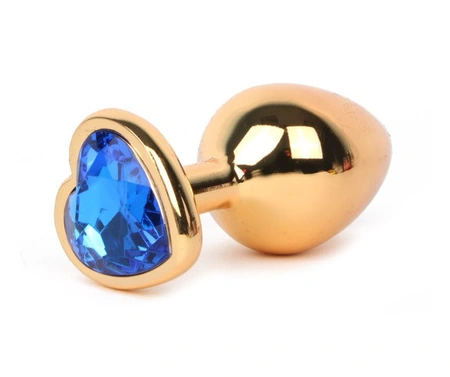 Analna čaura sa kristalom srce srednje zlato plava 8 cm