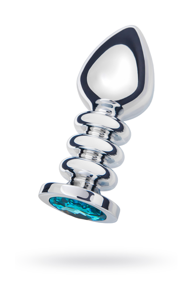 Analni čep Butt Plug Silver rebrasta plava 10 cm