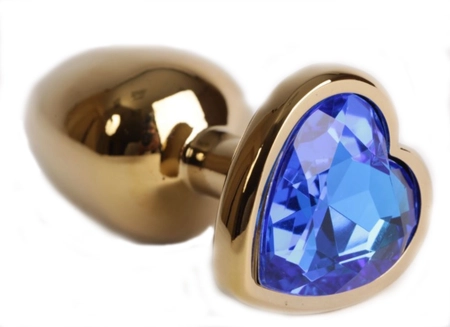 Analna čaura sa kristalom srce veliko zlato plava 9,5 cm