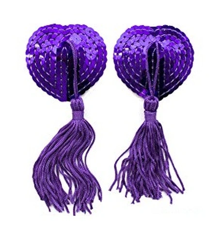 Пэстисы наклейки на грудь в форме сердечек фиолетовые