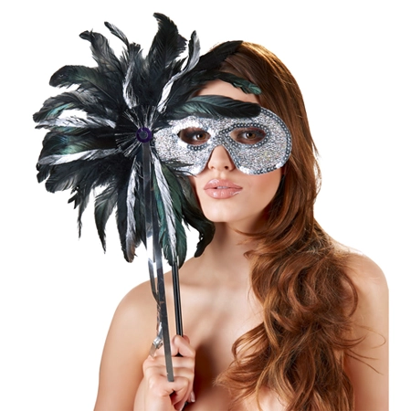 Pernata Maska sa držačem Srebrna