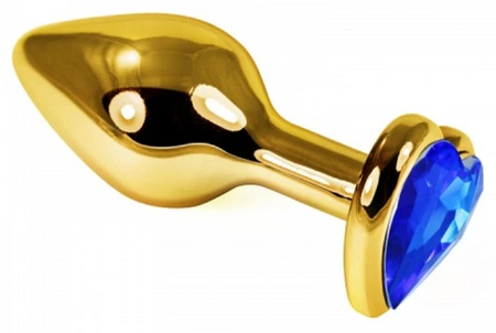 Analna čaura sa kristalom srce mala zlatna plava 7 cm