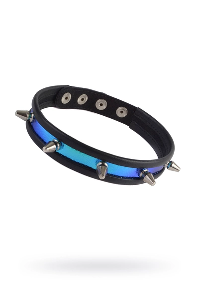 Sitabella ogrlica sa šiljcima plava koža