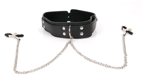 Ogrlica sa kopčama za bradavice notabu bdsm crna