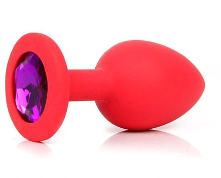 Analna čaura crvena sa Medium ljubičastim kristalom 8 cm