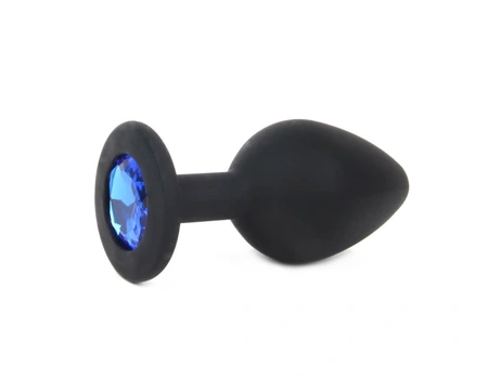 Analna čaura crna sa Medium kristalom plava 8 cm