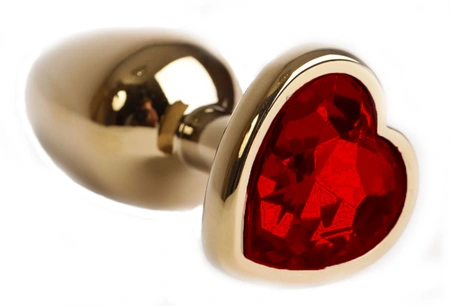 Analna čaura sa kristalnim srcem mala zlatna crvena 7 cm
