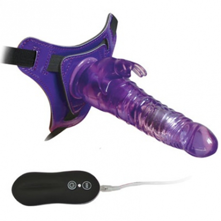 Strapon sa vibracijom 10 režima ljubičasta 18 cm