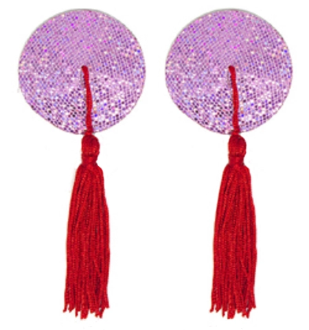 Пэстисы наклейка на грудь розовые с кисточкой