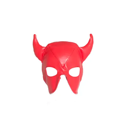 Maska sa rogovima i čipkom crvena