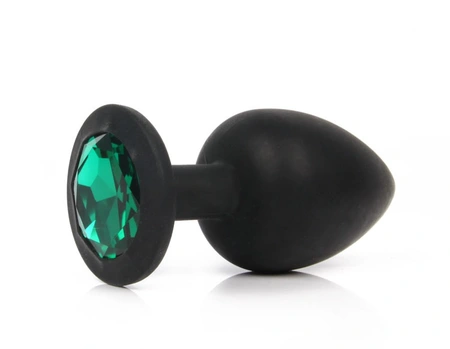 Analna čaura crna sa kristalom Medium smaragd 8 cm