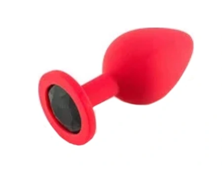 Analna čaura crvena sa Medium kristalom Crna 8 cm