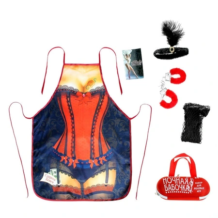Kabare komplet za igranje uloga noćni leptir pregača, traka za glavu sa perjem, čarape, lisice,