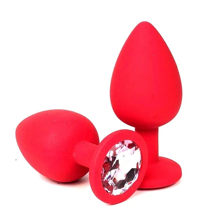 Analna čaura crvena sa kristalom Large svetlo roze 9 cm
