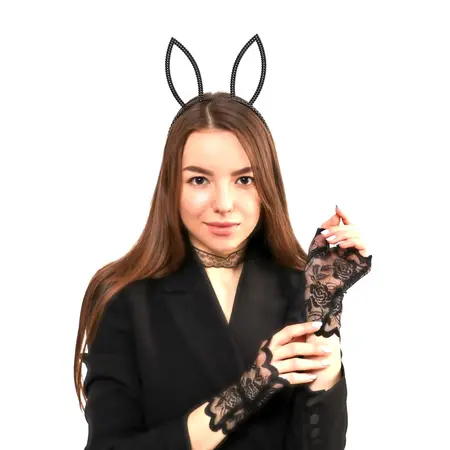 Karnevalski set miss Charm  obod, Choker, mitenki