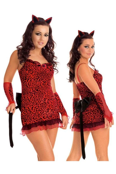 Mačji kostim od tri komada crveni M / L