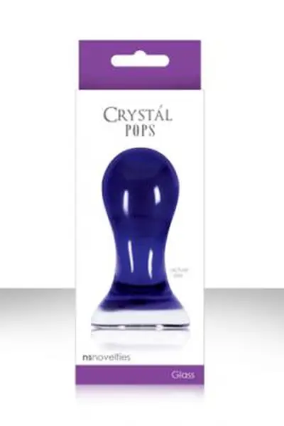 Cristal Pops Large Analni stimulator od stakla plava 10,1 cm