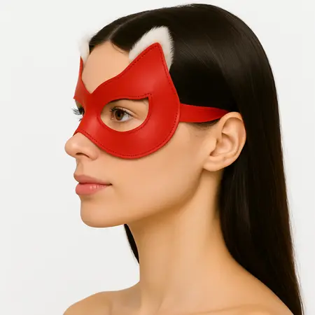 Crvena maska od prave kože