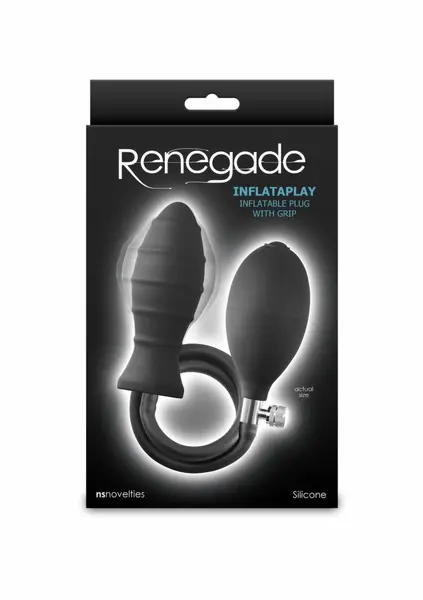NS Novelties Renegade InflataPlay analni čep na naduvavanje sa čvrstim jezgrom, crni, Medium