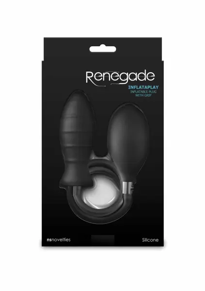 NS Novelties Renegade InflataPlay analni čep na naduvavanje sa čvrstim jezgrom, crni, Medium