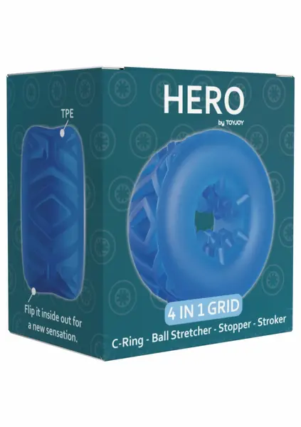 ToyJoy Hero 4 u 1 Grid prsten, višenamenski ergonomski silikonski sistem