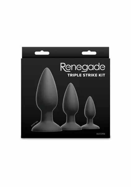 Renegade Triple Strike crni silikonski set analnih čepića za trening