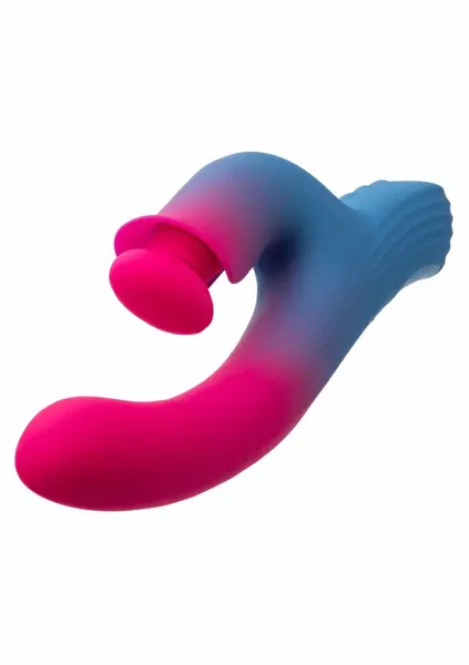 Dualni vibrator sa potiskom i stimulatorom roze