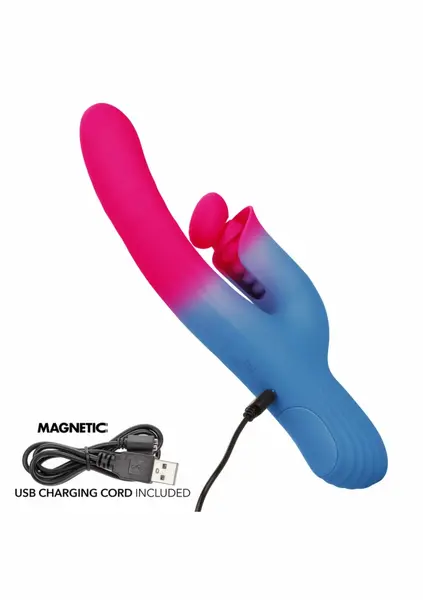 Dualni vibrator sa potiskom i stimulatorom roze