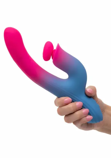 Dualni vibrator sa potiskom i stimulatorom roze