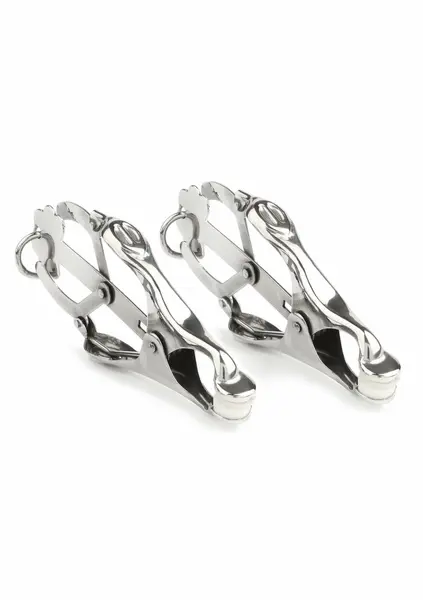 Mr. Steel Squeezer Adjustable Nipple Clamps with Ring, Stainless Steel